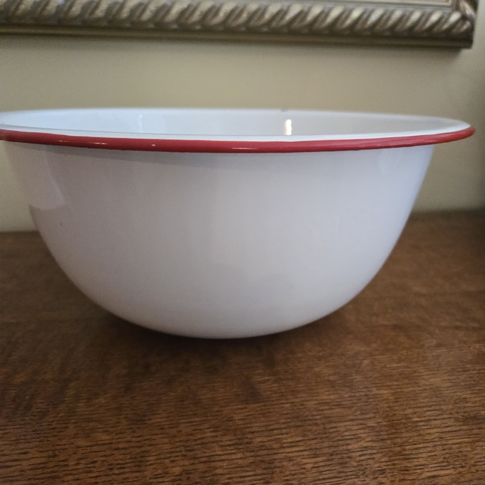 White Bowl with Red Rim
